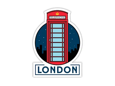 London Telephone Booth badge booth first rebound illustration london rebound sticker telephone uk
