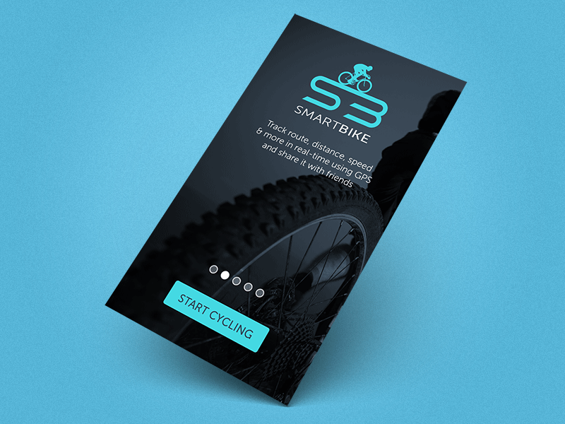 SmartBike Splash Screen app bicycle cyclist gps tracker mobile riding smart bike splash screen sport tracker ui wheel