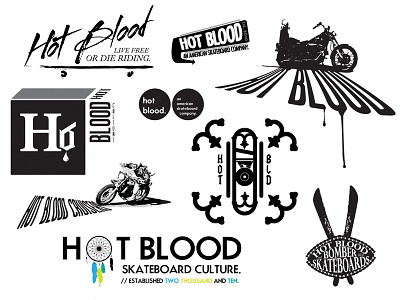 Hot Blood logos apparel identity logo skateboarding