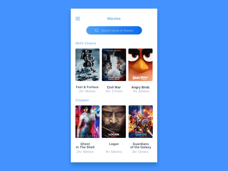 Movie Application ae animation app design gif moive ui