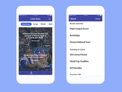 News App app football ios news soccer ui ux