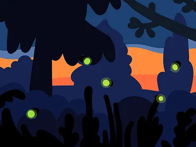 Lovely fireflies art design digital fireflies forest graphic illustration light nature pine sunset trees