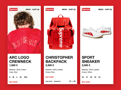 Supreme x Louis Vuitton - Mobile Product Card ecommerce fashion minimal mobile productcard shop type typography ui ux web