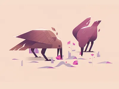 Summer 2d bird characterdesign design digital draw flower fruit illustration plant strawberry summer