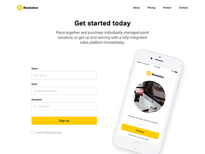 Sign up black clean concept design flat form sign up ui ux web website yellow