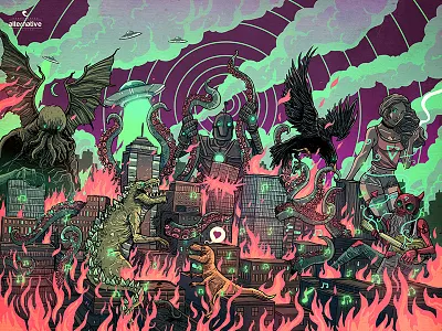 Alternative Longboards 2017 collection city design destroy illustration longboard skate skateboard