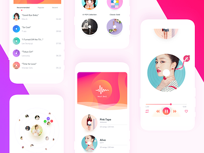 Music app Screens gif interaction johnyvino minimal music player playlist radio ui ux web