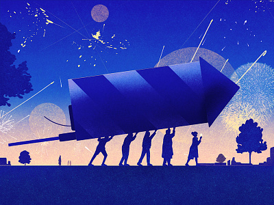 Facebook fireworks illustration landscape rocket silhouette texture