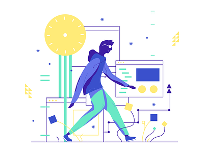 Stroll character clock design dude guy illustration stroll tech walking