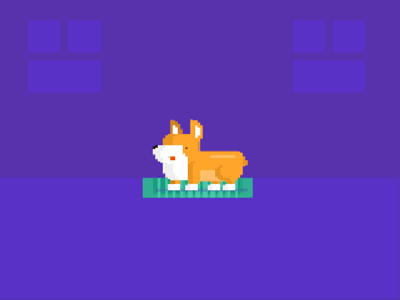 Pixels and Corgi animation character animation flat illustration