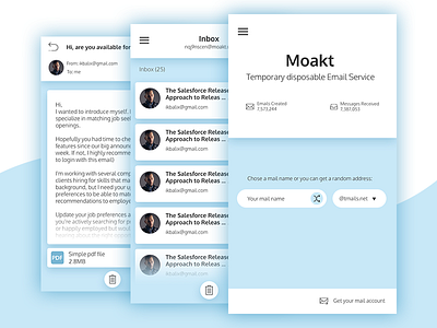 Mail app UI email flat ui ux