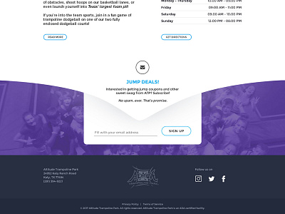 Altitude Trampoline Park curves email subscribe footer purple nurple trampoline ui web