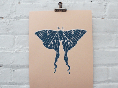 Glow in the Dark Luna Moth Screen Print glow in the dark luna moth screenprint space