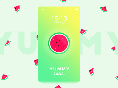 Yummy Watermelon 🍉 background coraline colasse dribbble gradient green illustration ios launchscreen mobile ui ux watermelon