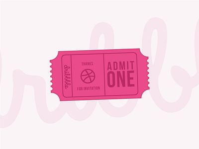 Ciao Dribbble admit one cinema cinema ticket debut first shot illustration typography