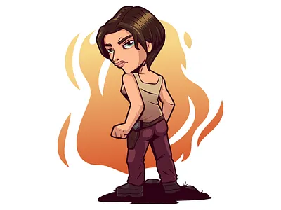 Maggie adobe cartoon character design female illustrator maggie mascot painting the walking dead tv series vector