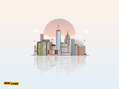 New York City building buildings city gradient illustration manhattan new york ny sunset usa vector