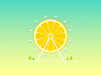 Orange Ferris Wheel artwork digital art digital illustration ferris wheel fruit illust illustration illustrator orange scenery vector