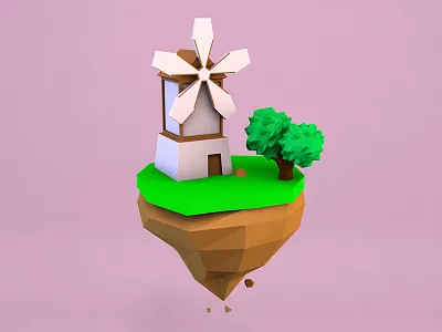 Low Poly Mill Free 3d Model 3d 3d modeling cartoon free free download low poly lowpoly mill polygonal