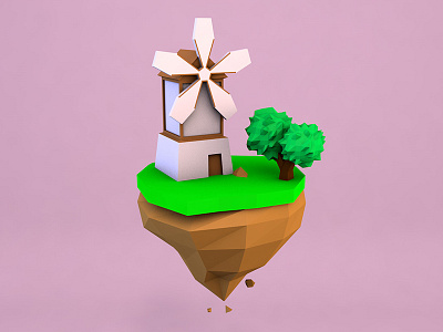 Low Poly Mill Free 3d Model 3d 3d modeling cartoon free free download low poly lowpoly mill polygonal