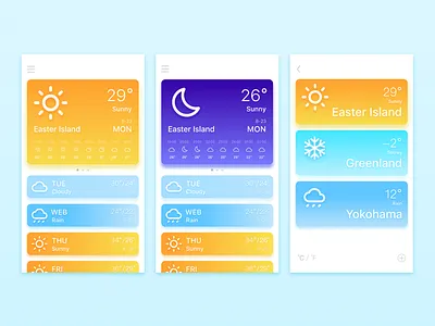 Nice Day＃1 app card clouds rain sun ui ux weather
