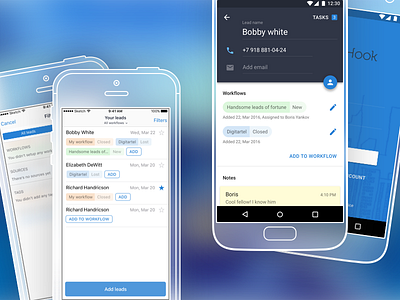 Clickhook for iOS and Android android app clickhook dashboard ios lead ui ux