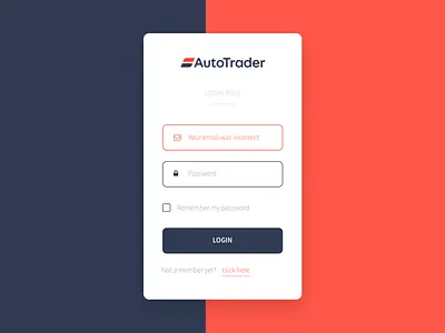 User Login blue error flat login minimal red thirtyui ui user interface