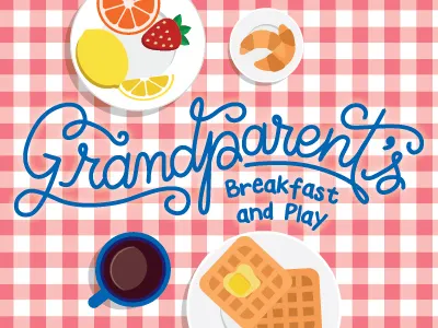 Grandparent's Breakfast and Play Lettering calligraphy children childrens museum fun lettering logo script