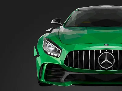Mercedes AMG GT R | LowPoly Illustration benz bmw car geometric illustration lowpoly lowpolygon mercerdes modern polygon sportscar triangle