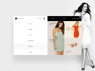 SQUARE menu uxuidesign designtrend fashion fashionstore inspirationdesign interface lookbook minimaldesign ui uikit ux webdesign