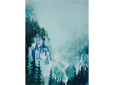 Separation blues design mountain mountains watercolor