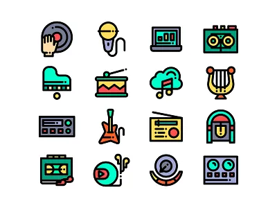 Music Icons dj drums icon guitar icon music microphone music piano radio icon