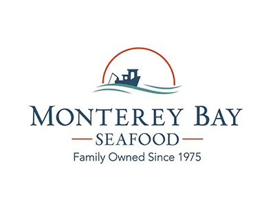 Monterey Bay Seafood Logo aqua boat fishing logo seafood simple water
