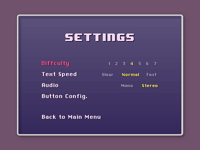 DailyUI 007 - Settings 007 dailyui difficulty pixel retro settings