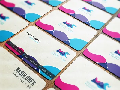 Mowjah Studio identity audio business card colorful logo music sound wave wave logo