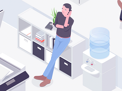 Office life #2 call employer illustration isometric office rboy rocketboy work