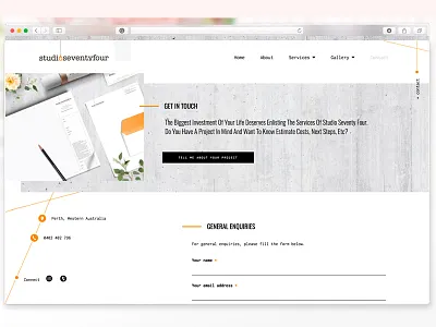 Studio Seventy Four Contact Page contact page interior design website interior designer website ui design web design website website design