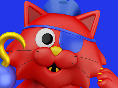 Peekaboo Pirate Cat 3d c4d character cinema4d fun illustration