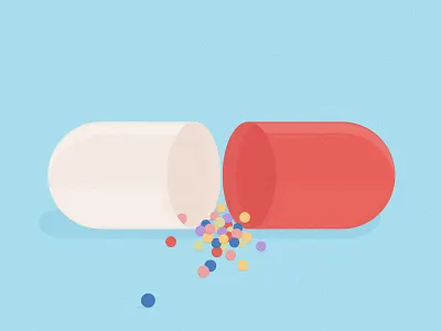 Pill design digital drugs editorial flat illustration love pastel pill vector