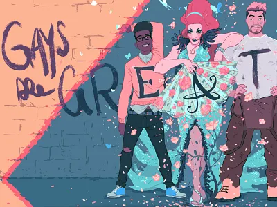 Smirnoff advertising characters illustration lgbt people typography