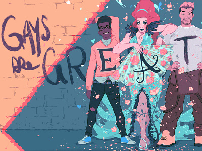 Smirnoff advertising characters illustration lgbt people typography