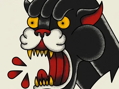 Tattoo Style Panther Illustration flash illustration panther tatto flash tattoo