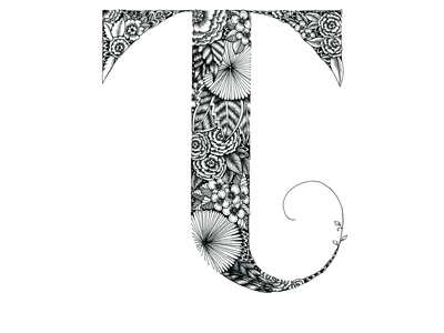 T black drawing flowers illustration monochrome plants t typography