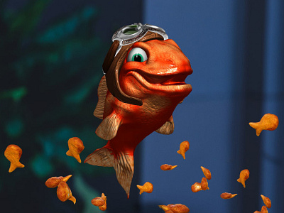 Fish cookie pitch 3d branding cookie fish food mascot orange zbrush