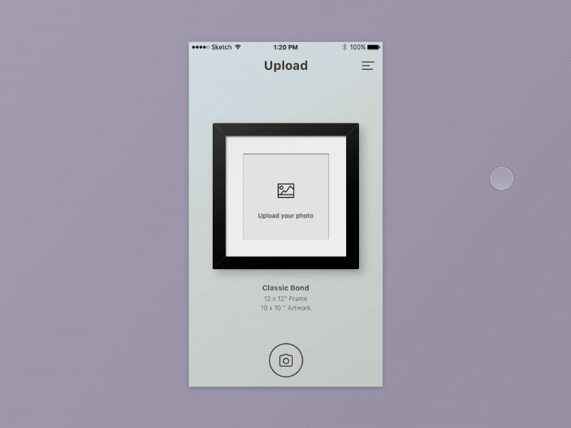Photo Upload Animation (Frayme) color selector colors frame editor frame it frayme ios app iphone app mobile app photo upload principle uploader