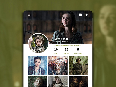 Arya daily design gameofthtones mobile profile ui ux