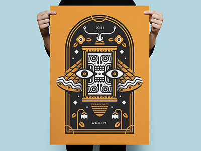 Tarot Series 1: Death death hourglass illustration monoline moth poster print screenprint skull tarot time