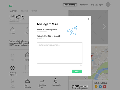 Message Modal desktop ui ux web