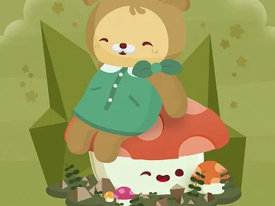 Hello Dribbble with Love! animals cute debut illustration kawaii nature preview vector