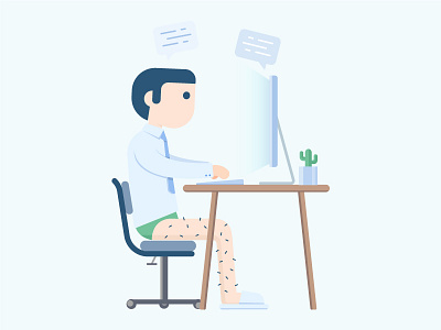 Undies during a remote interview?! desk flat illustration interview office work